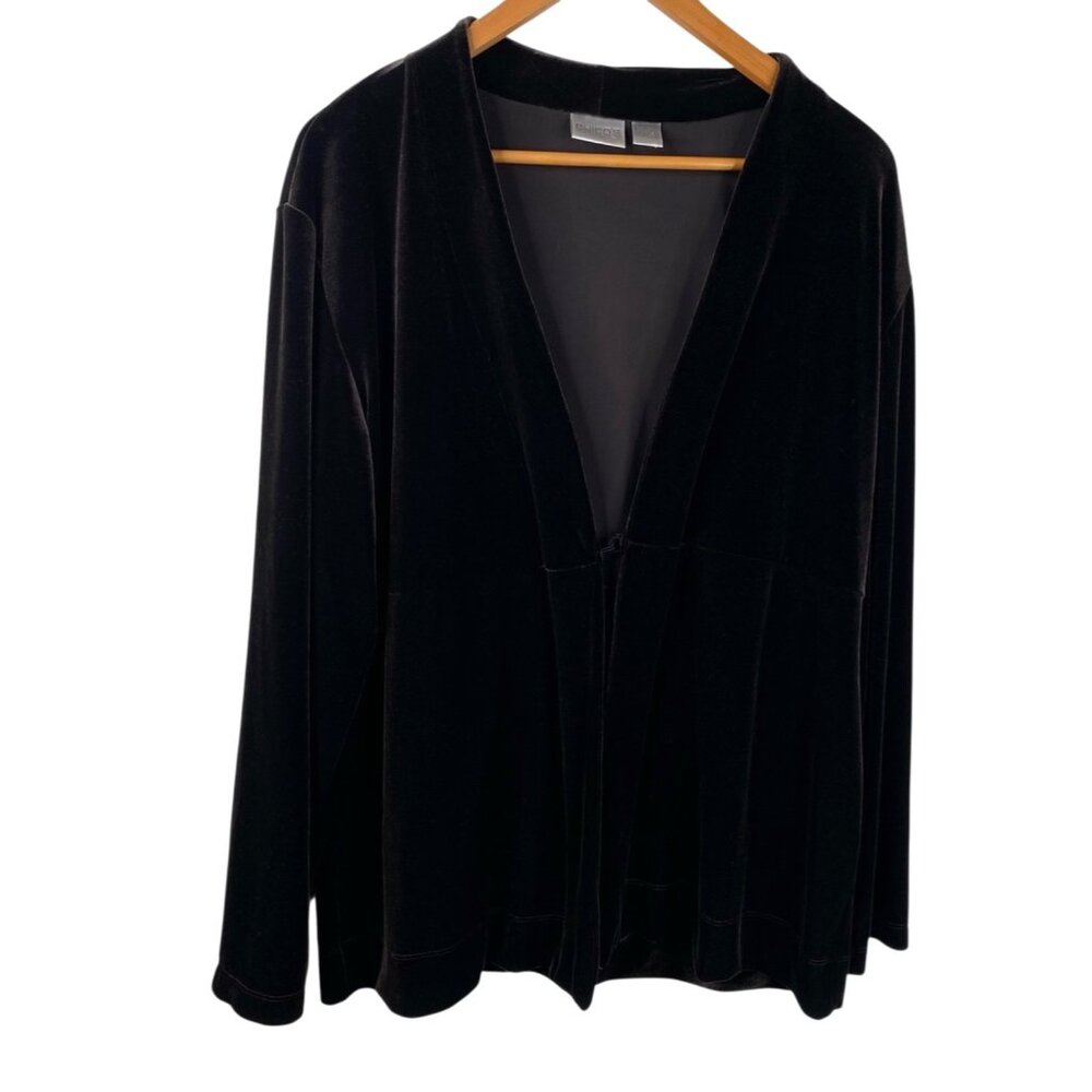 Chicos Women's Cardigan Jacket Velvet Holiday Career Brown Size 3